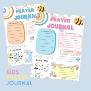Kids Prayer Journal Printable – Christian PDF for Ages 6–10 | Bible Memory Verse & Notes Pages | Instant Download