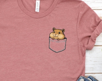Pocket Hamster Tshirt, Cute Hamster Tee, Golden Hamster Lover Gift, Funny Hamster Pocket Pet, Kawaii Hamster Wear, Hamster Lover Gift