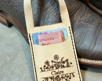 Hand-Stitched Leather Boot Wallet, Full-Grain, Personalized, Western Style