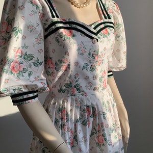 Floral dress puffy sleeves Victorian dress full length flowers princesses dress white cottage core dress Austrian dress
