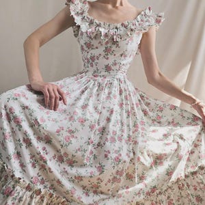 Prairie dress floral Victorian gown off shoulders roses dress long sundress pink floral princess dress cottagecore medieval dress image 8
