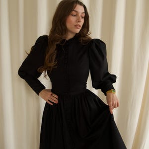 Vintage dress Victorian high neck button down Edwardian dress black vintage dress high cuff sleeves puffy sleeves medieval dress lace gothic