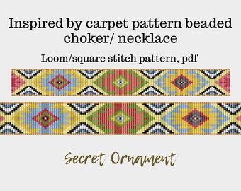Wzór na koralikowy choker inspirowany dywanem, krosno w formacie PDF (Preciosa 10/0)