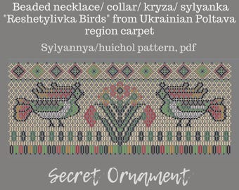 Poltava Sylyanka Halskette Muster, Vögel, Rocailles Perlen (PDF-Muster)