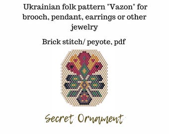 Wzór ściegu ceglanego inspirowany ukraińskim haftem i dywanem "Vazon"