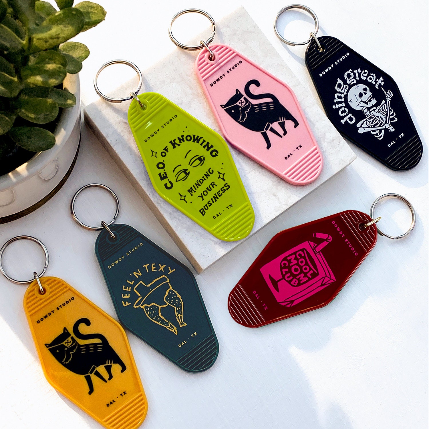 Motel Retro Keychain Custom Design and Personalized Resin Coated, Pick  Your Own Design Color (s)