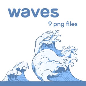 Watercolor Waves clipart, Blue Watercolor Wave ClipArt, hand-painted watercolour digital waves,Watercolor Ocean Waves, Summer beach clip art
