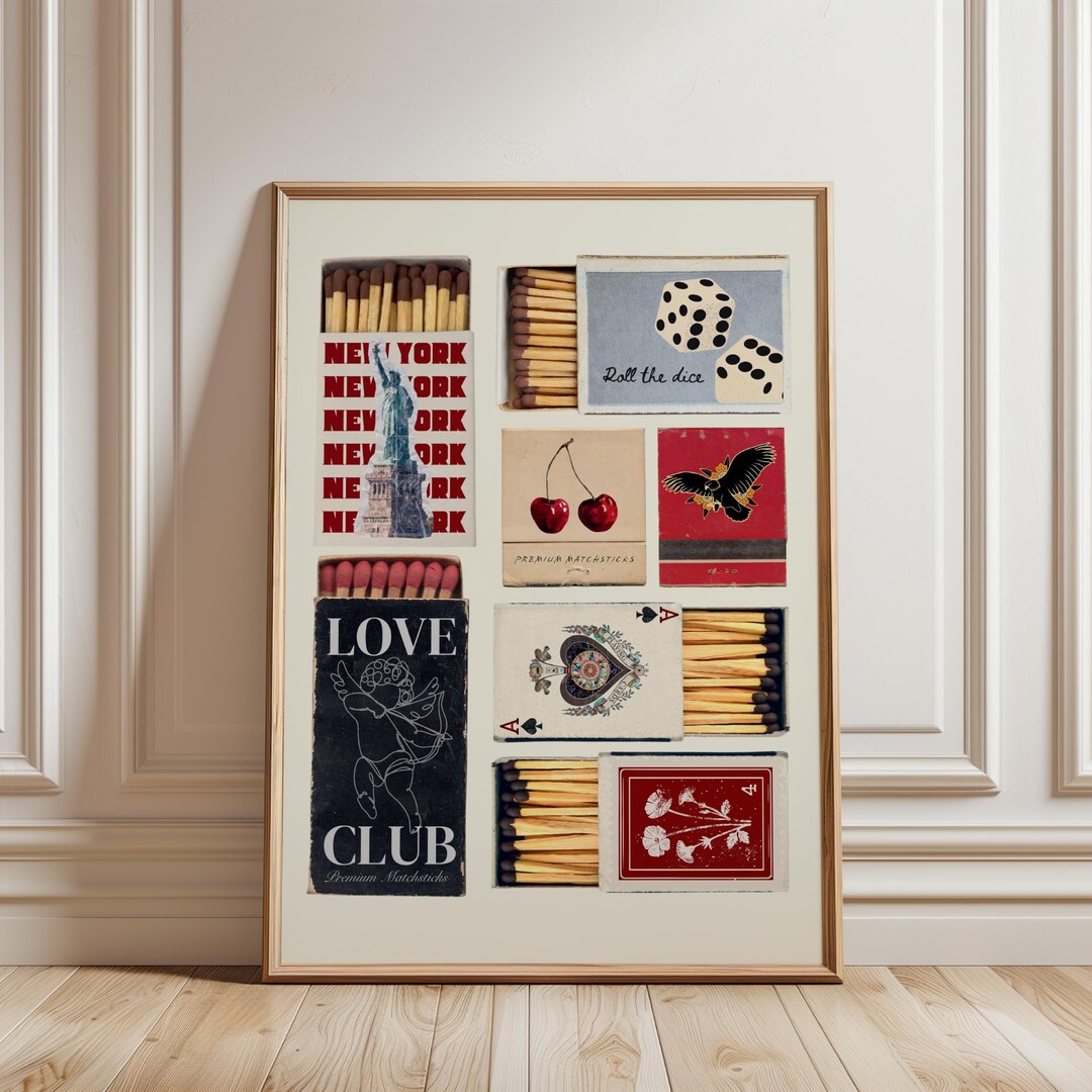 Vintage Matchbox Print Wall Art, Retro Matchbox Print, Trendy ...
