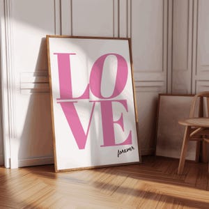 Valentines Day Love Art Print, Retro 90s Love Poster, Trendy Wall Print, Y2K Preppy Aesthetic, Typography Print, Printable Art, Digital