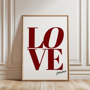 Love Art Print, Retro 90s Love Poster, Trendy Wall Print, Y2K Preppy Aesthetic, Typography Print, Printable Art, Digital Print, Neutral Art