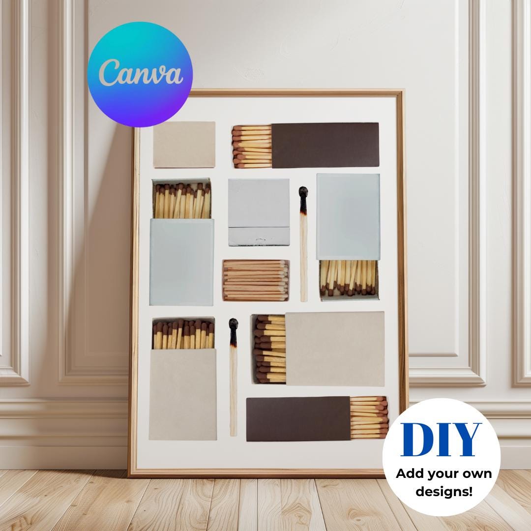 Blank Matchbook Template: Neutral DIY Matchbox Art (digital Download ...