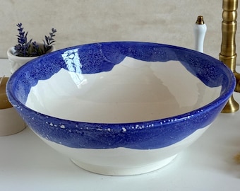 Umywalka ceramiczna Nature w kolorze kobaltowym