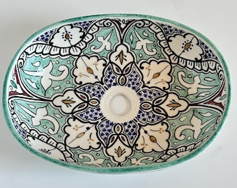 Umywalka owalna na zamówienie: umywalka nablatowa do łazienki z połowy XX wieku – Aqua Green