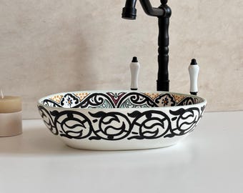 Ręcznie robiona owalna umywalka ceramiczna: rustykalny, boho łazienkowy naczynko