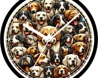 Dogs Collage Clock - Custom Pet Lover Wall Decor