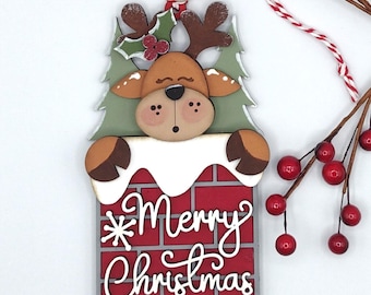 3D Reindeer Christmas Ornament – Layered Chimney Holiday Decor, Laser Cut MDF, Handmade Stocking Stuffer