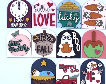 Hand-Painted Seasonal Mini Arch Sign Insert: Tiered Tray Decor