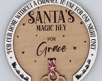 Personalized Custom Engraved Round Santa’s Magic Key 3D Ornament