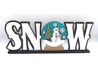 SNOW Shelf Sitter – Handpainted Winter Decor