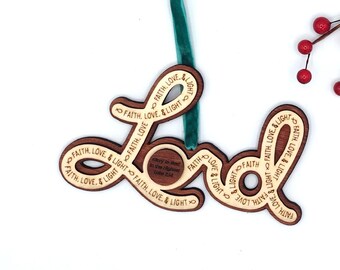 Laser Cut Engraved Wooden Christmas Glory to God Ornament – 3D Layered-Clearance