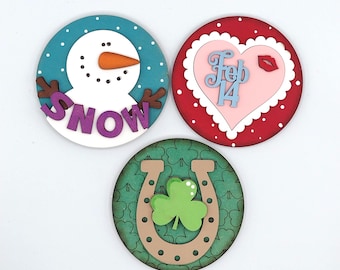 Hand-Painted Seasonal Candy Jar with Magnetic Interchangeable Lids-Magnet Only Options
