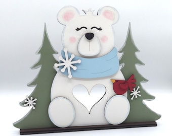 Polar Bear Winter Decor – Shelf Sitters, LED Votive Holder