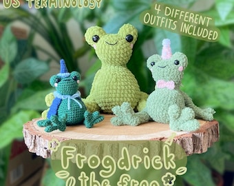 Frogdrick the Frog - 4-in-1 pattern - amigurumi frog crochet pattern - PDF ONLY - rajacrochets