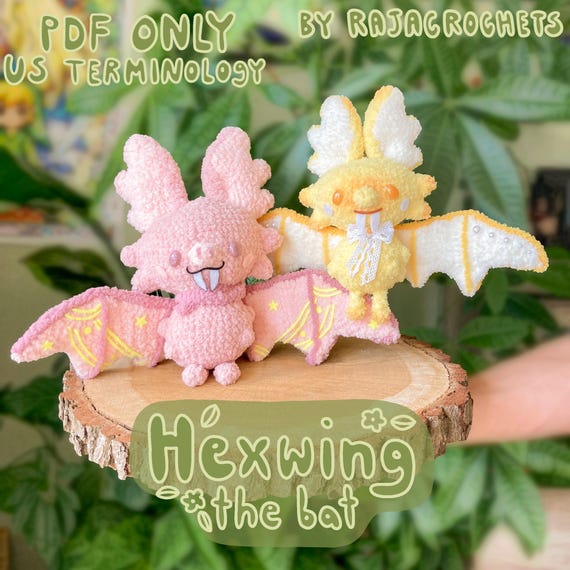 Hexwing inspired Bat crochet pattern amigurumi - paid version - PDF ONLY - rajacrochets