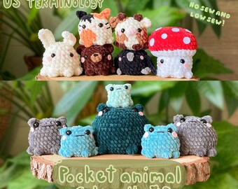 Pocket animal bundle - no sew and low sew amigurumi pattern - PDF ONLY