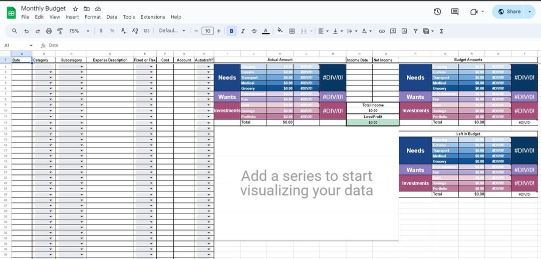 Monthly Budget Google Sheet Template - Etsy