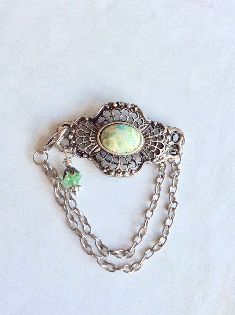 Antique silver filigree bracelet with floral Japanese porcelain centre