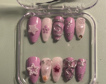 Heartbroken Y2K Glamorous Pop Star Press on Nails—perfect for concerts, night out, or everyday wear