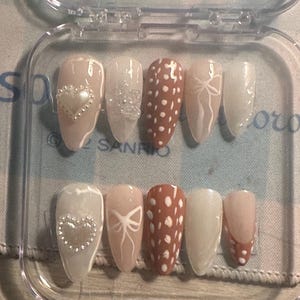 White Fawn Elegant Folk Sophisticated Coquette Press on Nails