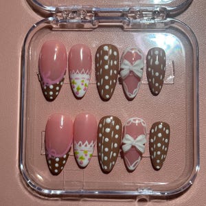 Adorable Jirai Kei Coquette Fawn Press on Nails