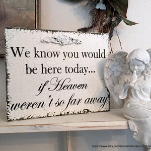 MEMORY TABLE SIGN, In Memory of Sign, Wedding Signs, We know you would be here today if heaven weren't so far away, 8 x 10