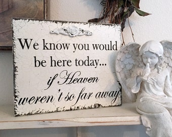 IN MEMORY Sign, Memorial Sign, Wedding Sign, We know you would be here today if heaven weren't so far away, 8 x 10