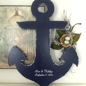 ANCHOR WEDDING GUESTBOOK, Nautical Guestbook, Guest Book Alternative, Bride and Groom, Beach Signs, Coastal Decor, 26&quot; tall