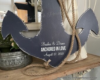 ANCHORED IN LOVE Wedding Guestbook, Nautical Guestbook, Guest Book Alternative, Bride and Groom, Beach Signs, Coastal Decor, 26" tall