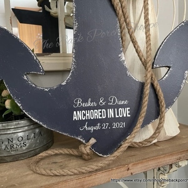 ANCHORED IN LOVE Wedding Guestbook, Nautical Guestbook, Guest Book Alternative, Bride and Groom, Beach Signs, Coastal Decor, 26" tall