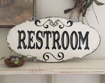 RESTROOM, RESTROOM Signs, Bathroom Signs, Restroom Decor, 7 x 14