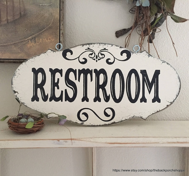 RESTROOM, RESTROOM Signs, Bathroom Signs, Restroom Decor, 7 X 14 Etsy