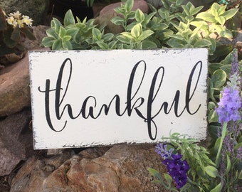 THANKFUL, Home Decor, Inspirational Signs, Thanksgiving Decor, 9 x 5