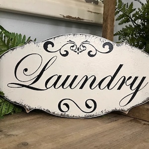 LAUNDRY Signs, Laundry Room Signs, TEA Room, BEAUTY Salon, Shabby Chic Style Signs | 14 x 7