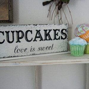 CUPCAKES, love is sweet, Wedding Signs, 4 3/4 x 12 image 2