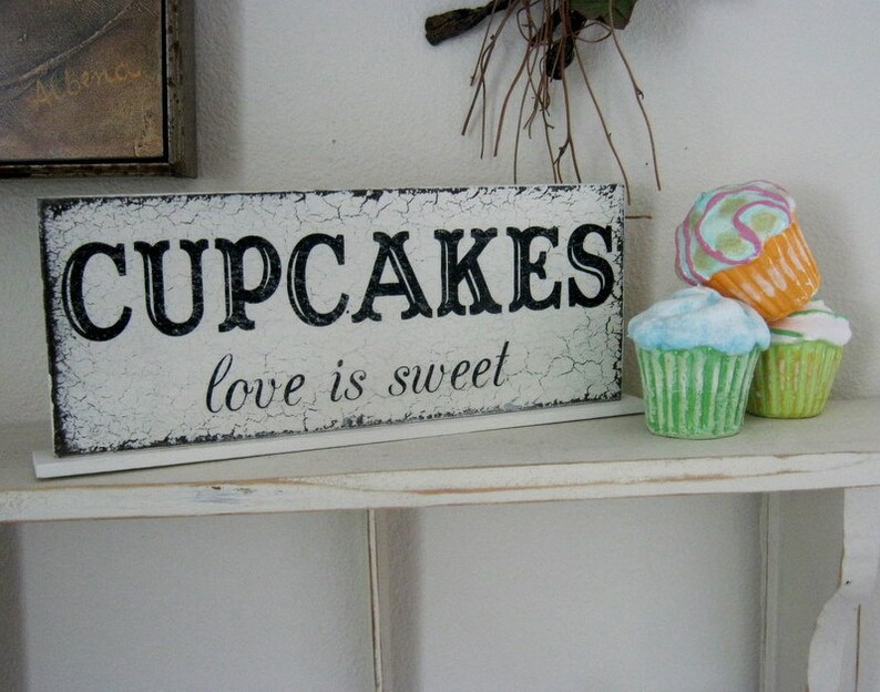 CUPCAKES, love is sweet, Wedding Signs, 4 3/4 x 12 image 2