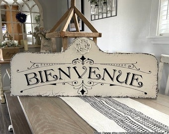 BIENVENUE, French Signs, Welcome Sign, Family Sign, 36 x 15