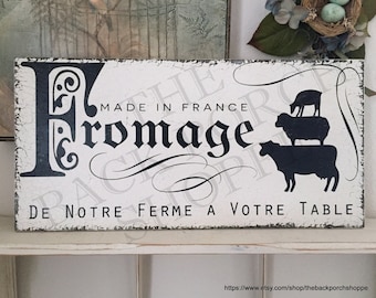 FRENCH Signs | FROMAGE | French Cheese Sign | Kitchen Signs | 12 x 24