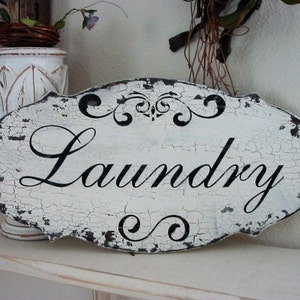 LAUNDRY Signs, Laundry Room Signs, TEA Room, BEAUTY Salon, Shabby Chic Style Signs 14 x 7 image 1