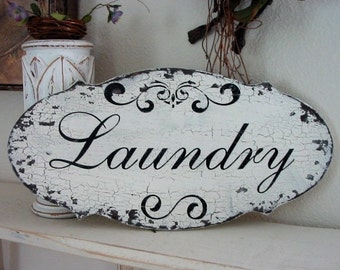 LAUNDRY Signs, Laundry Room Signs, TEA Room, BEAUTY Salon, Shabby Chic Style Signs | 14 x 7