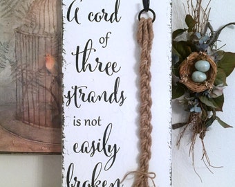 CORD of THREE STRANDS Sign, Unity Candle Alternative, Bride and Groom Signs, Wedding Signs, 12 x 24